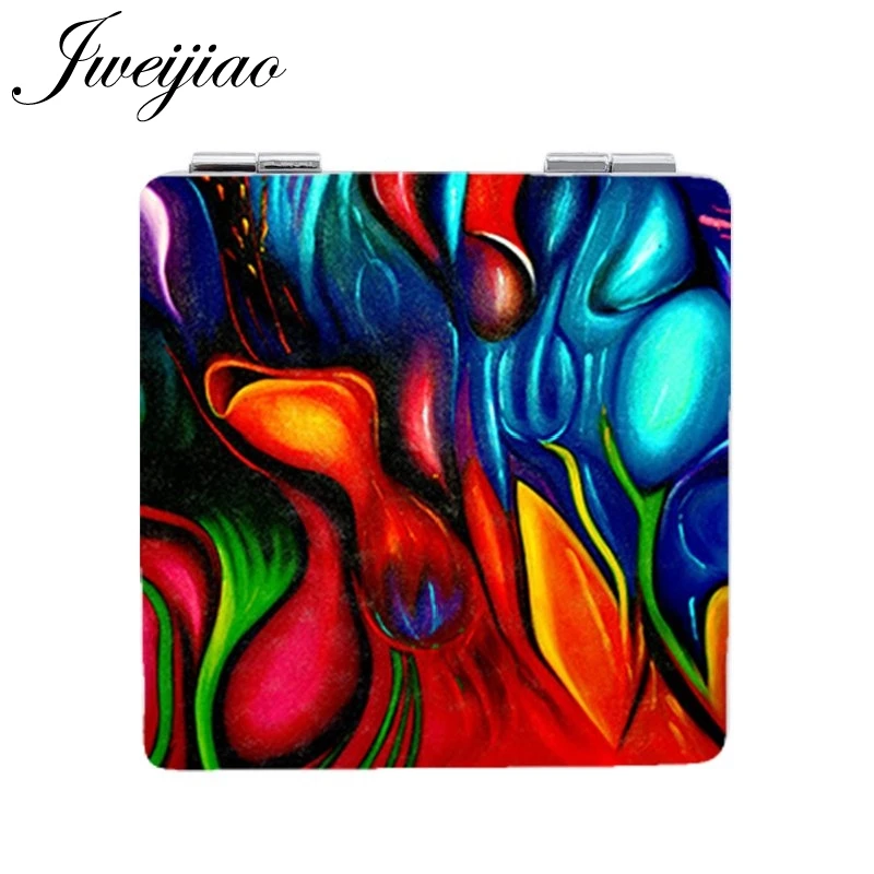 

Youhaken Famous Abstract Painting Image Printed Leather Pocket Mirrors Square 1X/2X Magnifying Folding Mini Makeup Mirrors