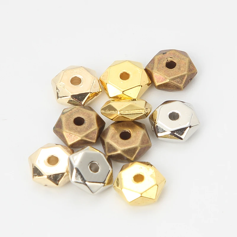 

200pcs KC Golden CCB Acrylic Bead Wheel Round Loose Spacer Beads For Jewelry Makings DIY Bracelet Necklace Supplies Handmade 7mm