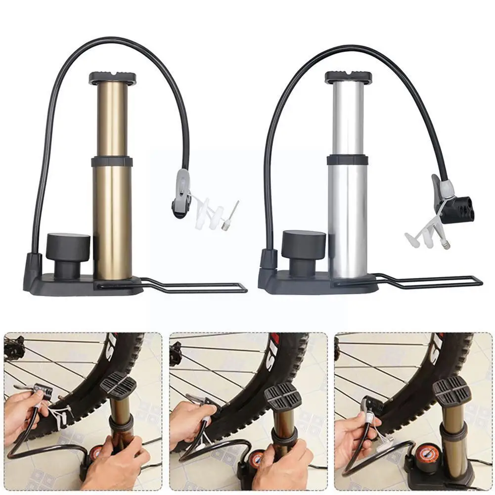 

Bicycle Pump Inflator 160psi Gauge Foot Pedal Portable Floor Air Inflator External Hose For Schrader Presta R1q9
