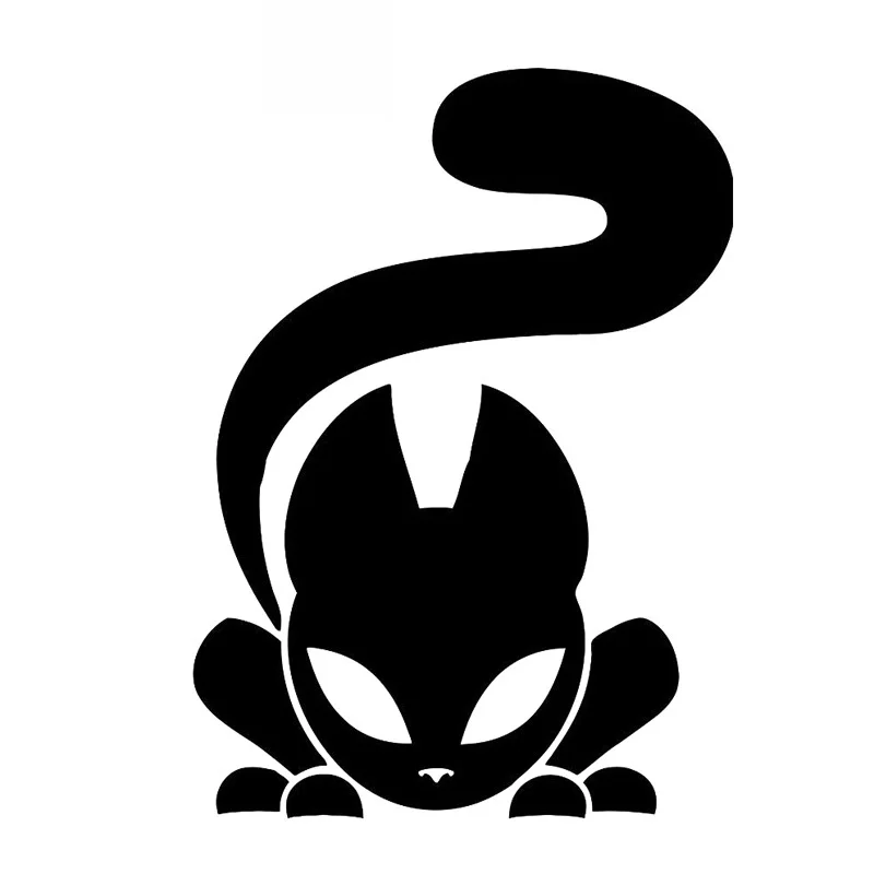 

Cat Animal Cartoon Car Sticker Pvc High Quality Auto Window Decoration Personality Waterproof Decal Black/white, 16cm*11cm