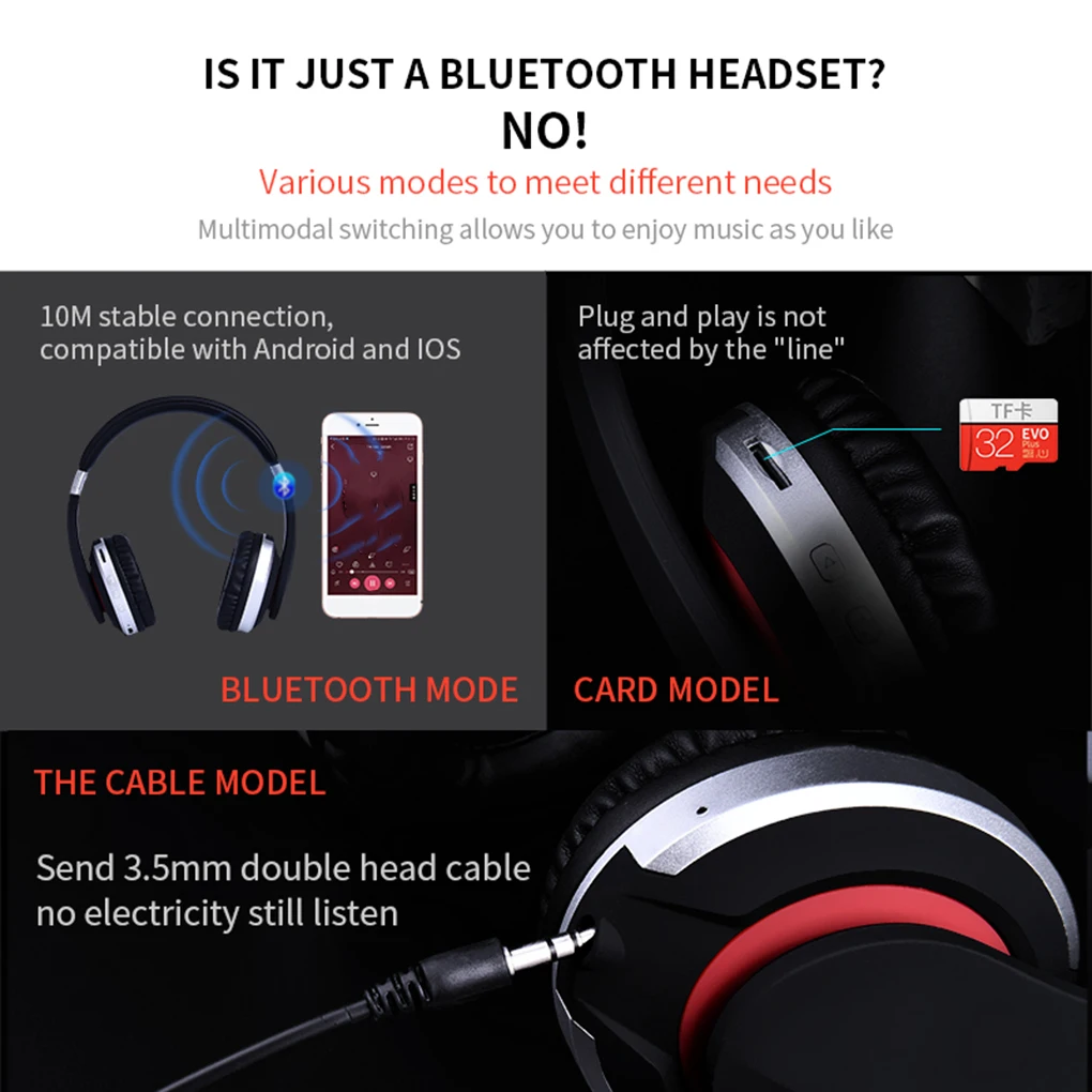 MH7 Беспроводные наушники с шумоподавлением Bluetooth 5,0 складывающиеся наушники Складные стерео игровые наушники