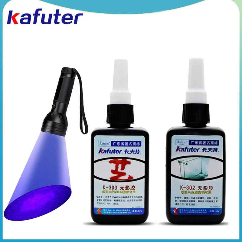 

Strong 50ml Kafuter UV Glue UV Curing Adhesive K-303/302 51LED UV Flashlight UV Curing Adhesive Crystal Glass Metal Bonding
