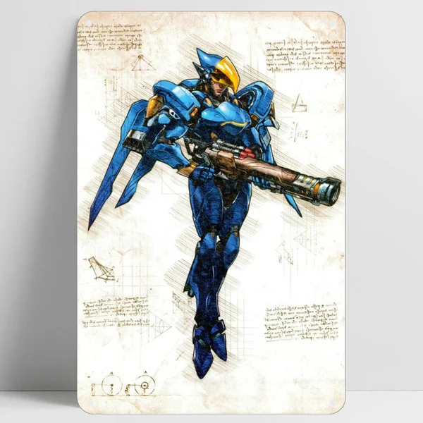 

Pharah No Skin Overwatch Novelty Funny Anime Manga Tin Sign Bar Pub Home Metal Poster Wall Art Decor Poster 8"X12" 12"X16"