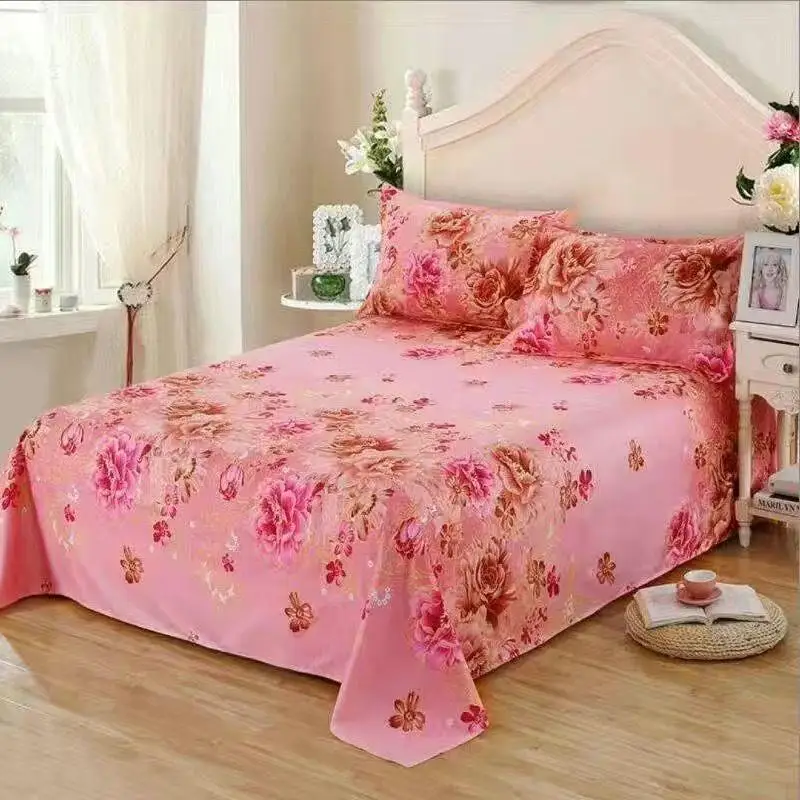 3 Pcs Bed Set 1 Pc Sheet + 2 Pillowcase Floral Print Flat For Children Adults Single Double Cotton Bedsheets | Дом и сад