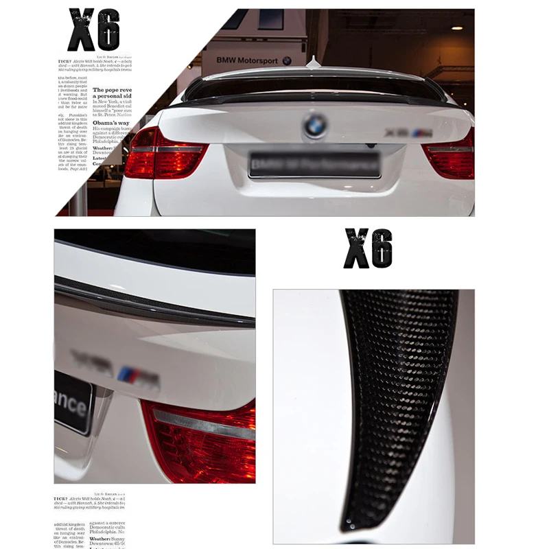 Спортивный качественный волоконный задний спойлер Cabon для багажника BMW X6 E71 2008