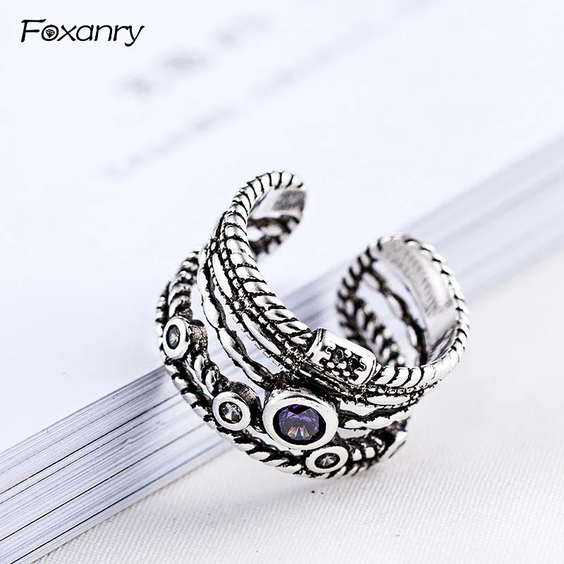 

Evimi Wholesale 925 Standard Silver Party Rings Vintage Punk-Style Jewelry Accessories Gifts for Women Size 16mm Adjustable