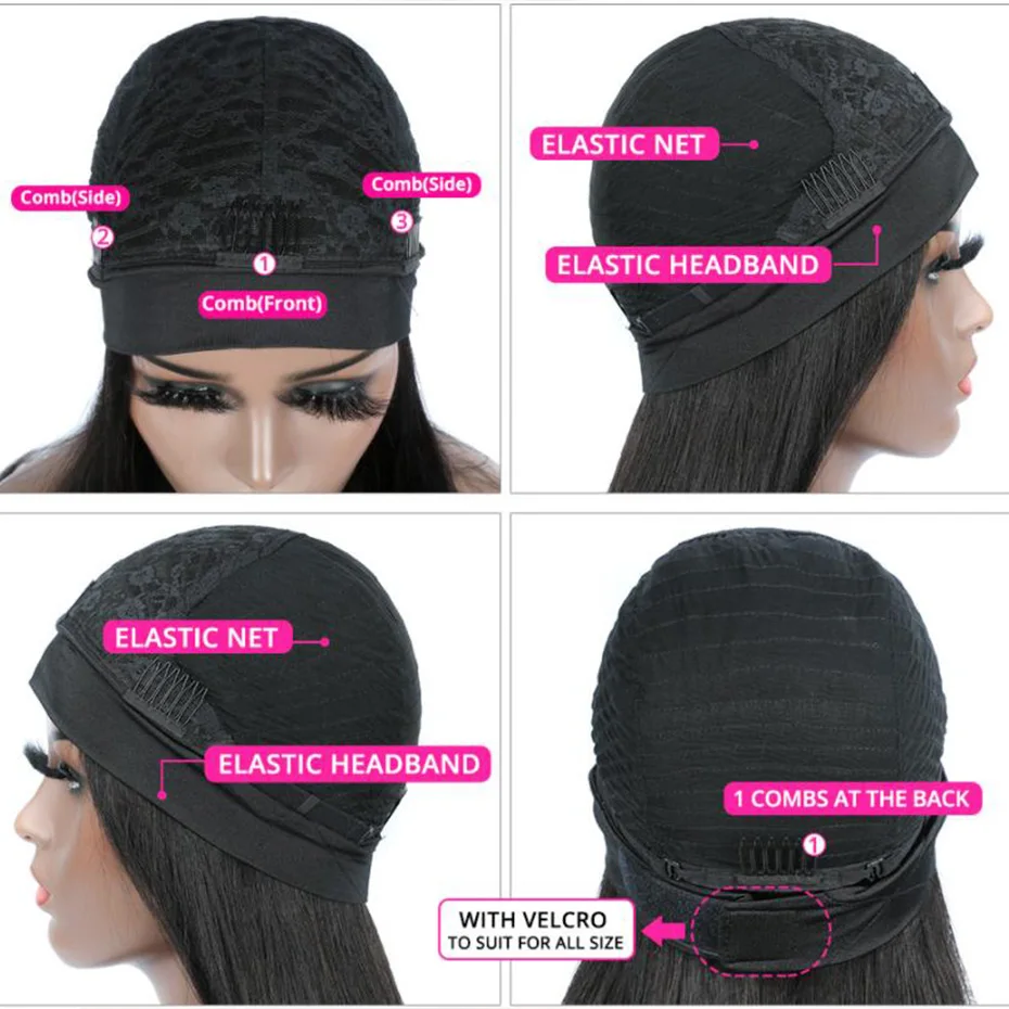 

Headband Wig Human Hair Wigs For Black Women Deep Wave 30 Inch Brazilian Full Machine Made Remy Natural Color Hair With Gifts