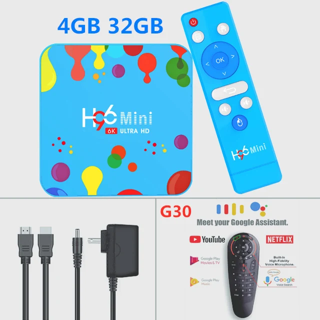 4G32G-G30 Android 9,0 Smart IP tv Box H96 MiNi 6K ULTRA HD tv BOX 2,4G& 5,8 Ghz Двойная WiFi приставка Google Play для домашнего медиаплеера - Цвет: 4G32G-G30