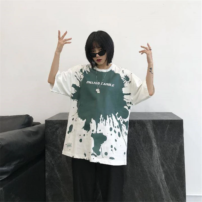 Женская футболка с коротким рукавом свободная в американском стиле принтом