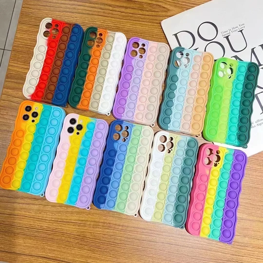 

Push Pop Bubble Fidget Toys Soft Silicone Phone Case for IPhone 11 Pro Max 12 Mini X XR XS 6 7 8 Plus SE Reliver Stress Cover