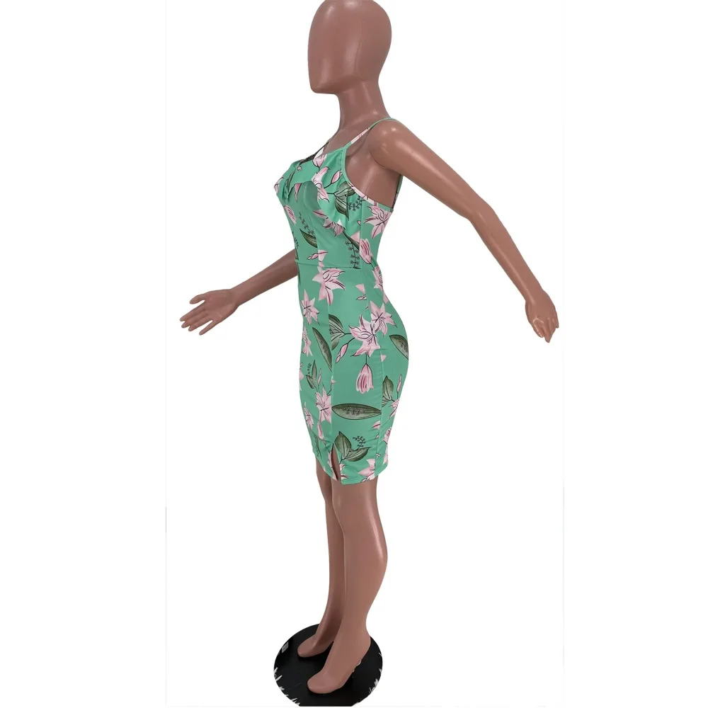 

RStylish Bohemia Floral Ruffle Mini Dreesses For Women Casual 2021 Summer Spaghetti Straps Sexy Sleeveless Bodycon Lady Dress