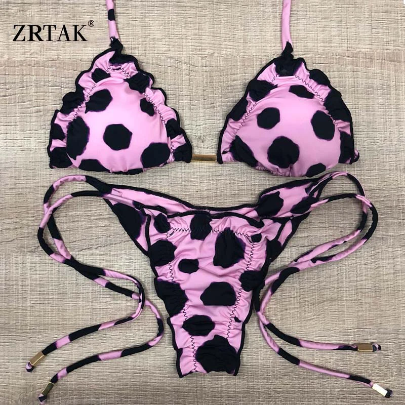 Zrtak кисточкой ленточное бикини женский купальник с рисунком купальный костюм