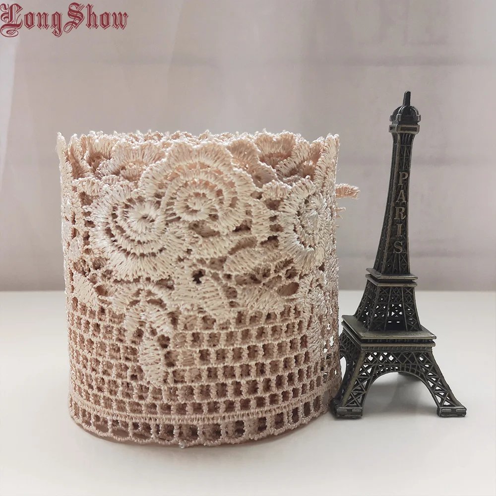 1 лот/15 ярдов 9 см кофейного цвета полиэстер креативный дизайн Цветочная вышивка