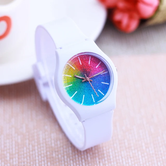 Women's Men's Luxury Quartz Starry-Sky Face Wristwatch Girls Boys Students Gifts Colorful Rubber Strap Water Resistant Watches 4