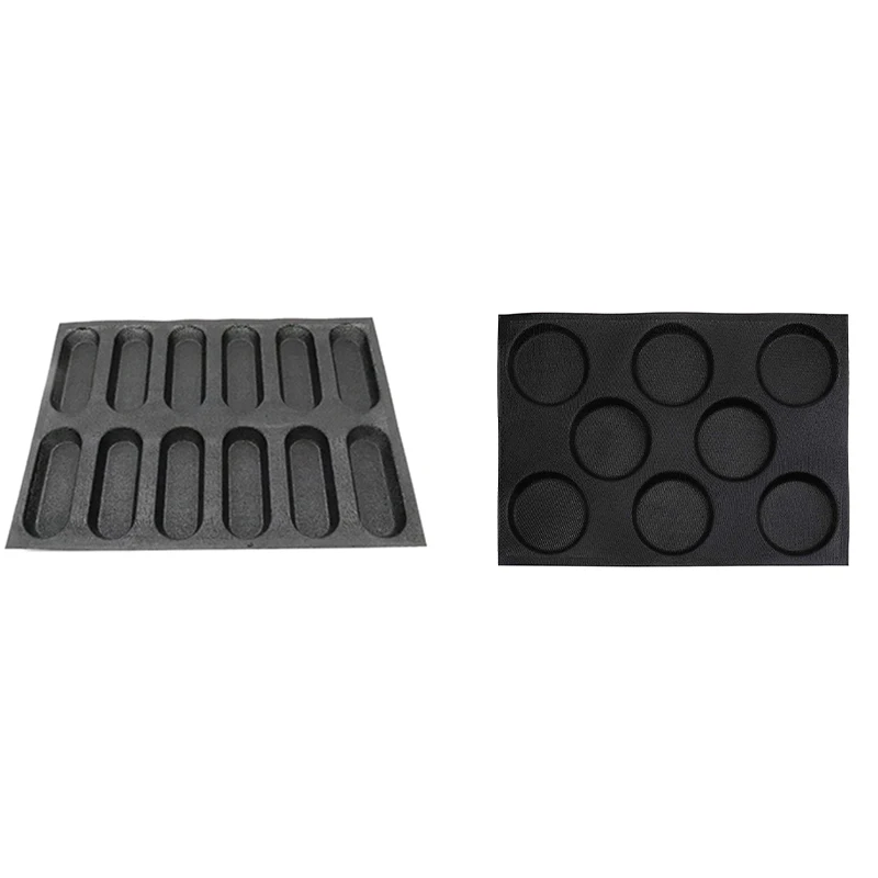 

Hot Hot Dog Round Bread Silicone Mold Hamburger and Baguette Baking Tools Set Perforated Bakeware Non Stick Glass Fiber Form