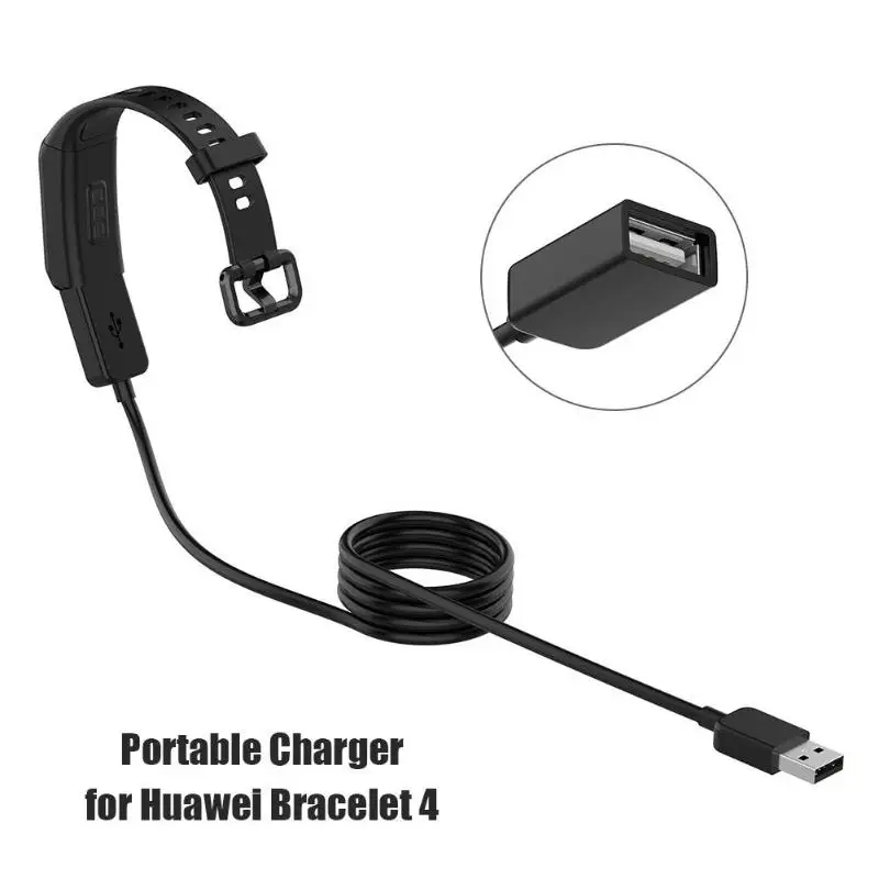 USB кабель для зарядки 1 м портативный черный удлинитель Huawei Band 4/Honor 5i/POLAR M200/NIKE