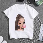 2022 летняя одежда для маленьких девочек, модная Милая футболка с рисунком кавайной жвачки для девочек, футболка для мальчиков Ариана Гранде, Детская футболка dHKP399