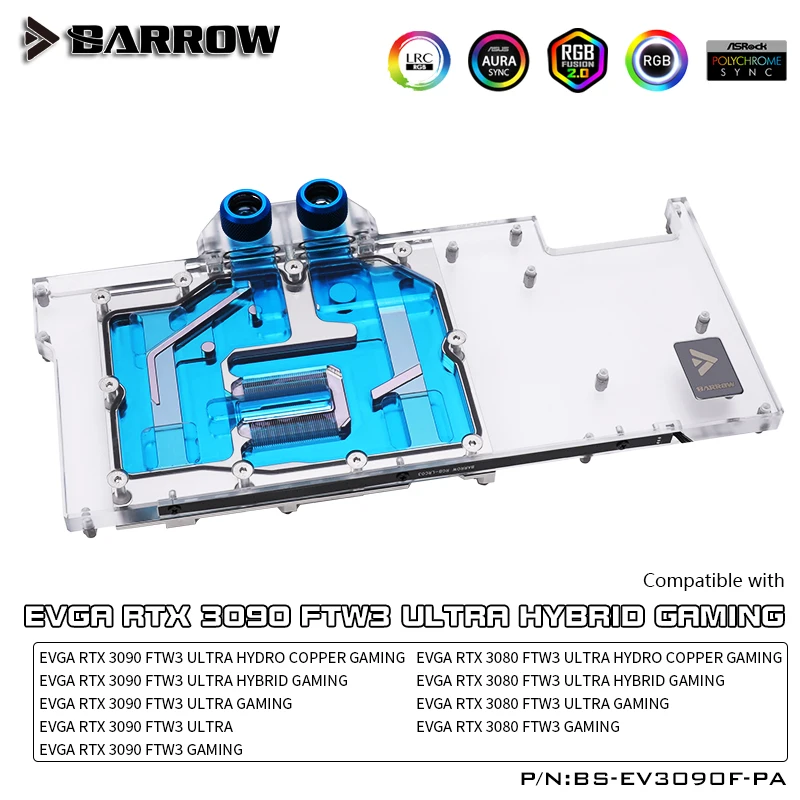 Водяной блок BARROW с полным покрытием для EVGA RTX3090/3080 FTW3 ультра гидро медный игровой