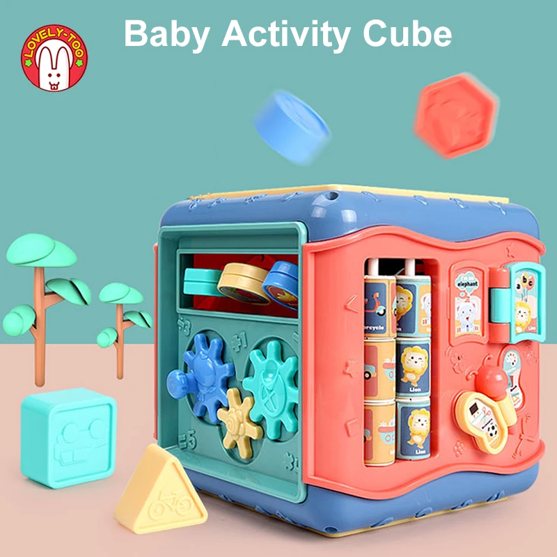 

Baby Toys Activity Play Cube Music Instuments Montessori Shape Match Infant Development Educational Box For Kids 13 24 Months