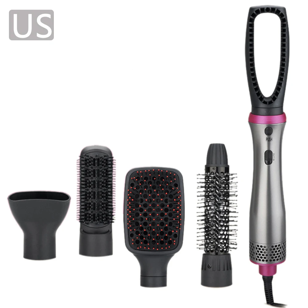 US 5 в 1 многофункциональный фен Volumizer щеточный валик вращается Styler гребень для укладки выпрямления волос щипцы для завивки влажное сухое использование - Цвет: US