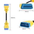 Автомобильный удлинитель AUTOOL 20 см с поддержкой OBD2, усиленный нейлоновый удлинитель, кабель штырь-гнездо