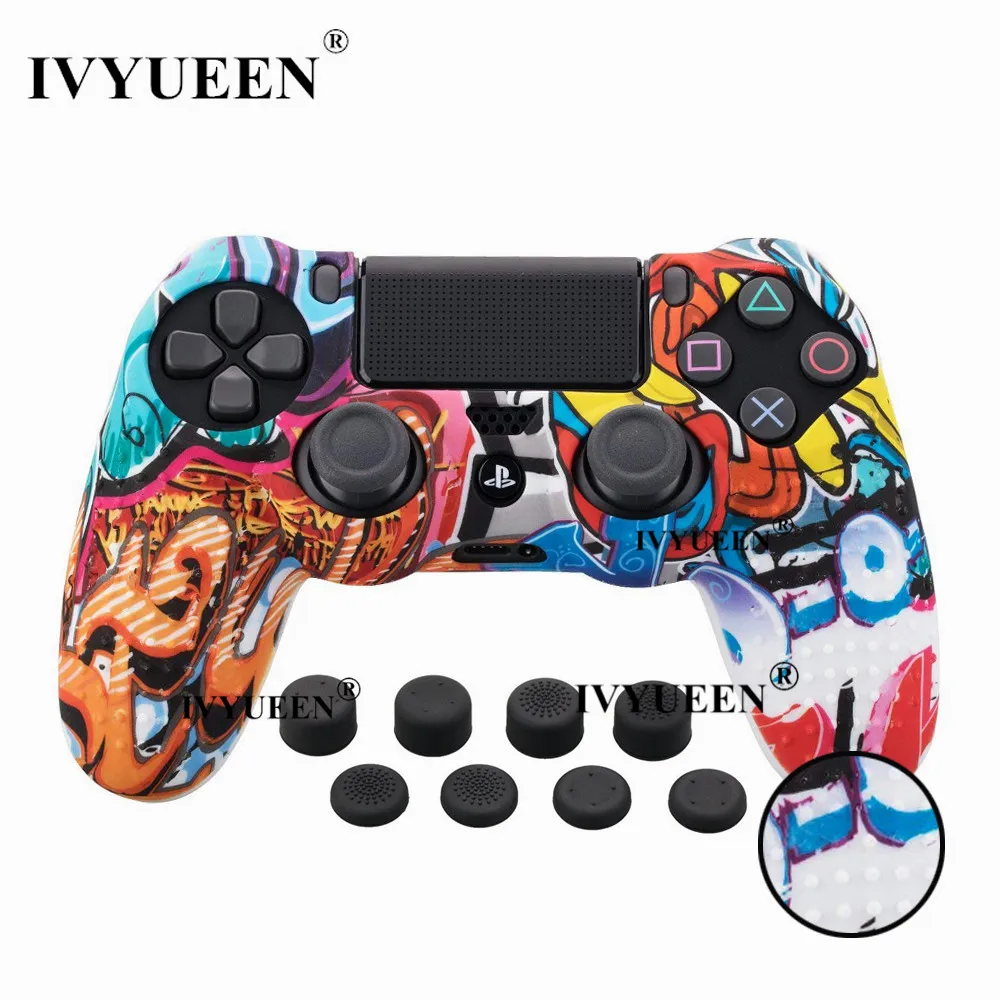 IVYUEEN 9 в 1 Шипованный силиконовый защитный чехол для sony Dualshock 4 PS4 Pro тонкий контроллер с 8 аналоговыми рукоятками