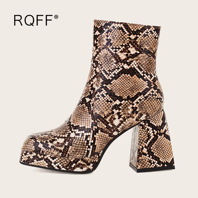 

Plus Size 43 Platform Shoes Women 2021 Autumn Winter New Fashion Pu Leather Square Toe Super High Heels Short Ankle Modern Boots