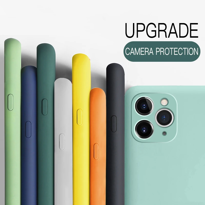 For iPhone 13 Liquid Silicone Matte Soft Cover For iPhone 12 11 Pro XS Max XR 8 7 6 Plus Flexible Shockproof Case Midnight Green