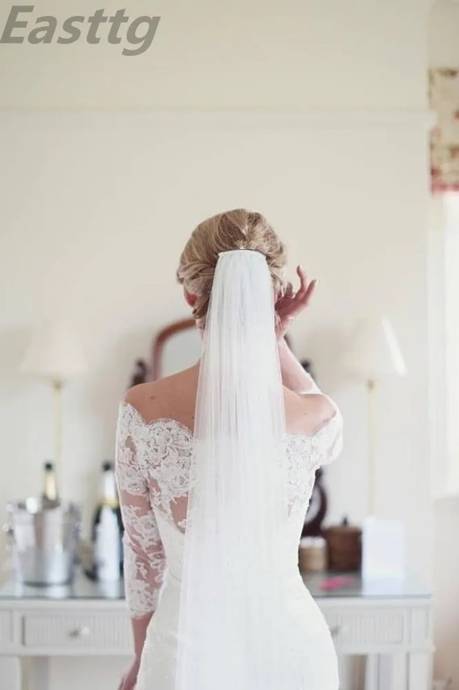 

White ivory 2 layer Elegant Wedding Veil Bridal Veils Party veil Wedding Accessories With Comb Raw Bridal simple