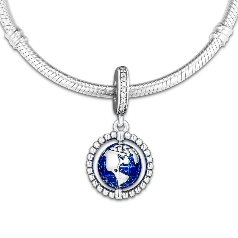 

TOP SALE 925 Sterling Silver Moon & Blue Sky Dangle Charms Beads Fit Original Pandora Bracelet Pendant Necklace Jewelry Gift