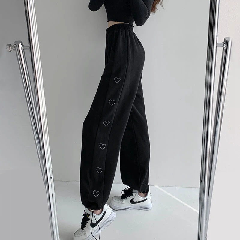

Spring and Summer New Style Loose Feet Wide-Leg Pants Women Korean Version of All-match Sports Printed Sweatpants
