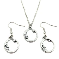 new moon face star jewelry set creative earring necklace sets fashion women christmas birthday girl gifts