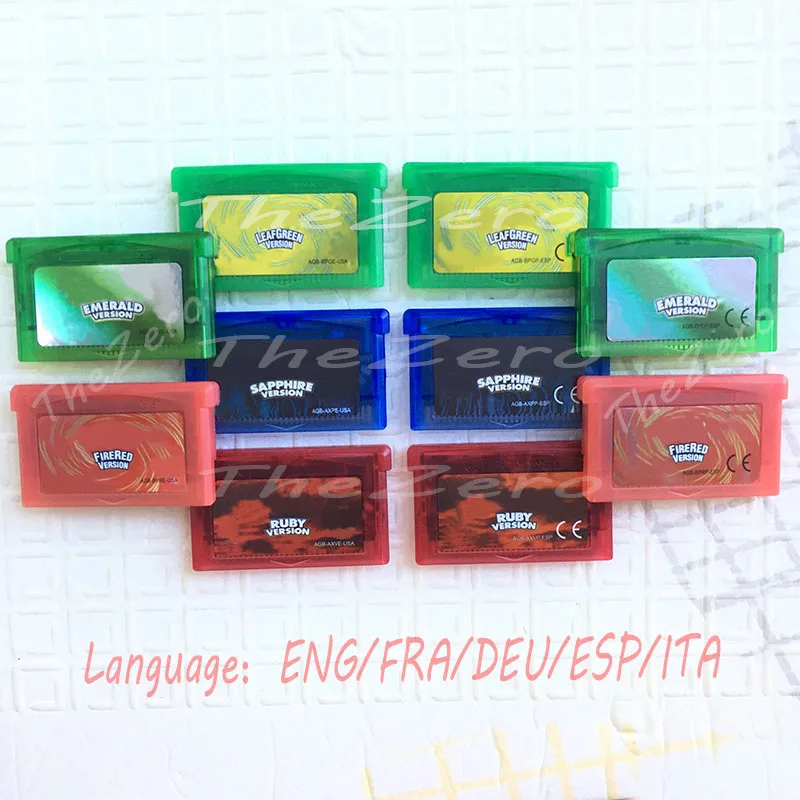 Multilin видео игры Cartrid консоли карты серии Po изумрудно зеленые листья сапфир огонь