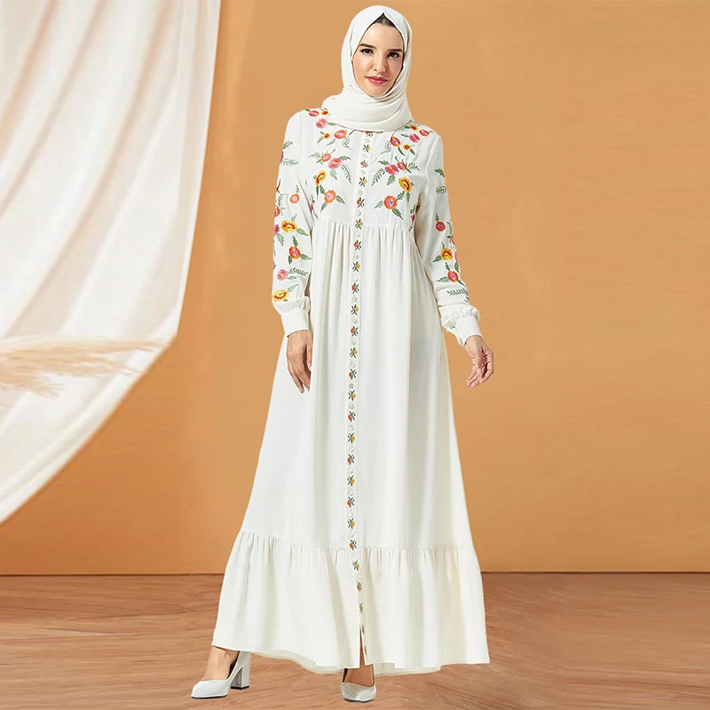Мусульманское платье в дубайском стиле мусульманская Турция Цветочная вышивка