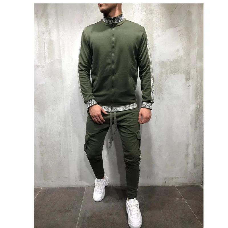 2019 Мужская спортивная одежда модная однотонная мужская толстовка и брюки