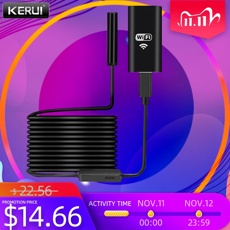 Wi-Fi камера-эндоскоп KERUI 1 м 2 5 1200P HD | Безопасность и защита