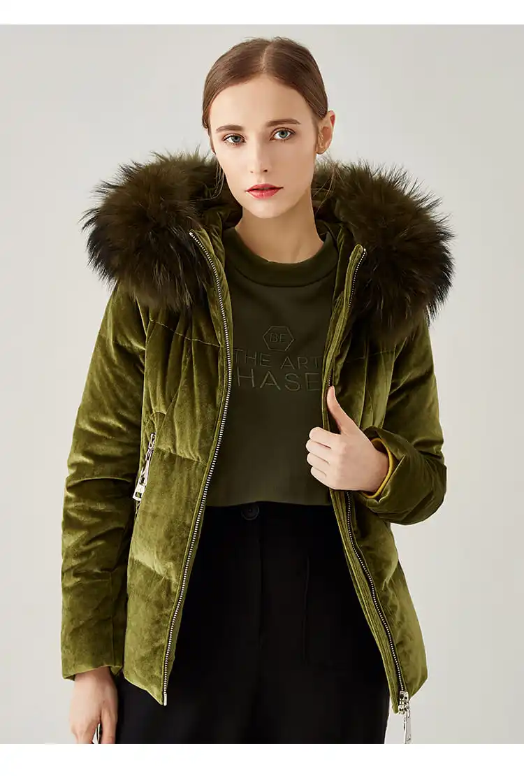 AIMISS женский зимний пуховик зеленого цвета очень теплый толстый натуральный пух Длинные молнии короткое пуховое пальто зимняя одежда