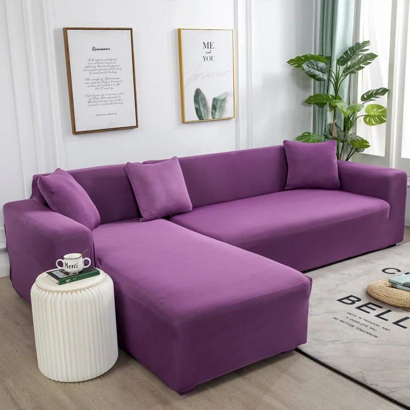 

Elastic sofa cover for living room All-inclusive Solid Color Corner Couch Cover L-Shaped Sofa Couch Slipcover 1/2/3/4 Seater