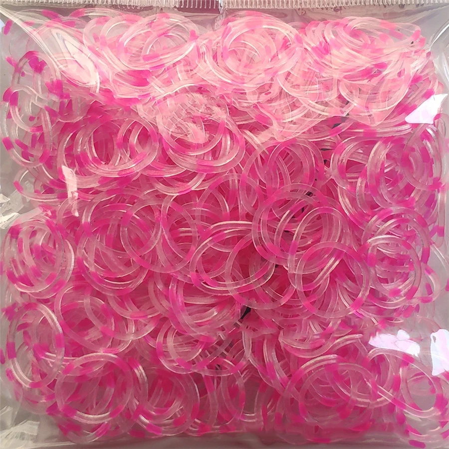 Transparent pink 600 эластичные резиновые браслеты разных цветов, детские домашние браслеты для плетения, браслеты для женщин - Окраска металла: Transparent pink