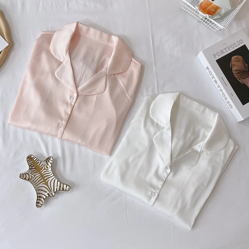 

Pajamas for Women Spring and Autumn 2020 New Ice Silk Cute Pink Real Silk Internet Hot plus Size Homewear Suit