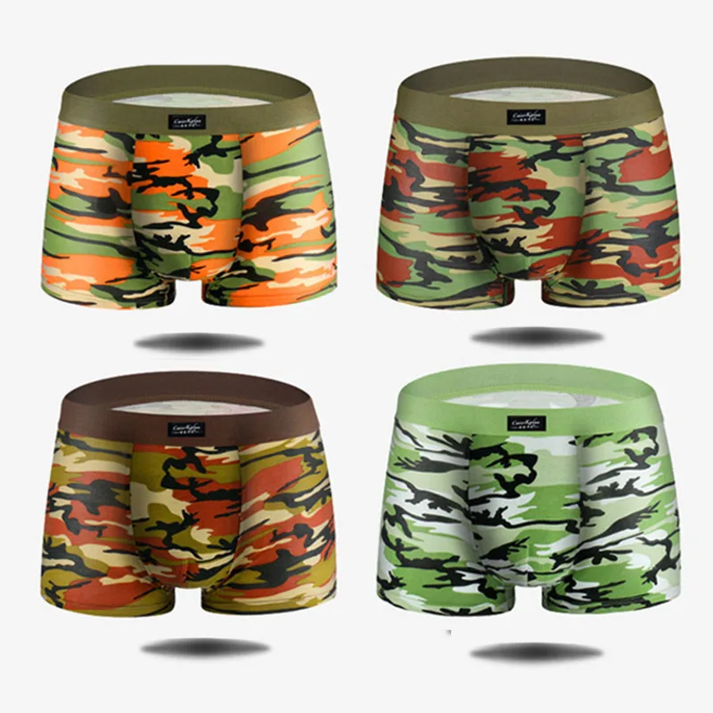 Боксеры мужские камуфляжные 4 шт./лот пикантное нижнее белье шорты-боксеры