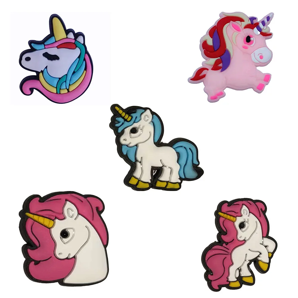 

50pcs Wholesale Animals PVC Magical Lovely Unicorns Shoe Decorations Kids Garden Shoes Accessories Fit Croc Jibz Charm Backpack