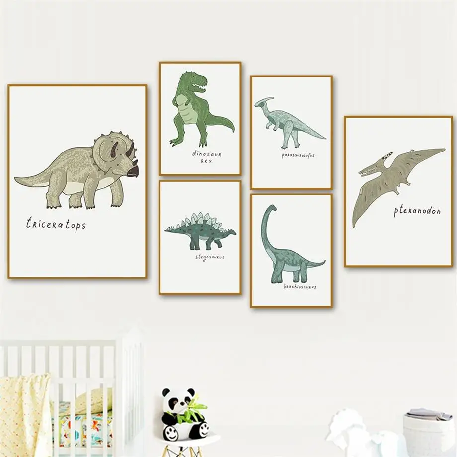 

Dinosaur Tyrannosaurus Triceratops Nursery Wall Art Canvas Painting Nordic Posters And Prints Wall Pictures Kids Boy Room Decor