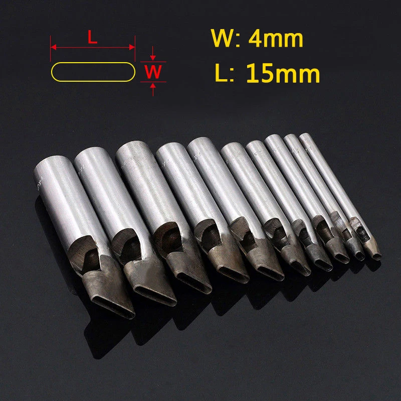 4X15mm Овальная форма, дырокол, резак, набор, ремень для часов, окантовка, прокладка, полый кожаный ремень, пояс с квадратным отверстием, сделай сам, ручной инструмент - Цвет: 4X15mm