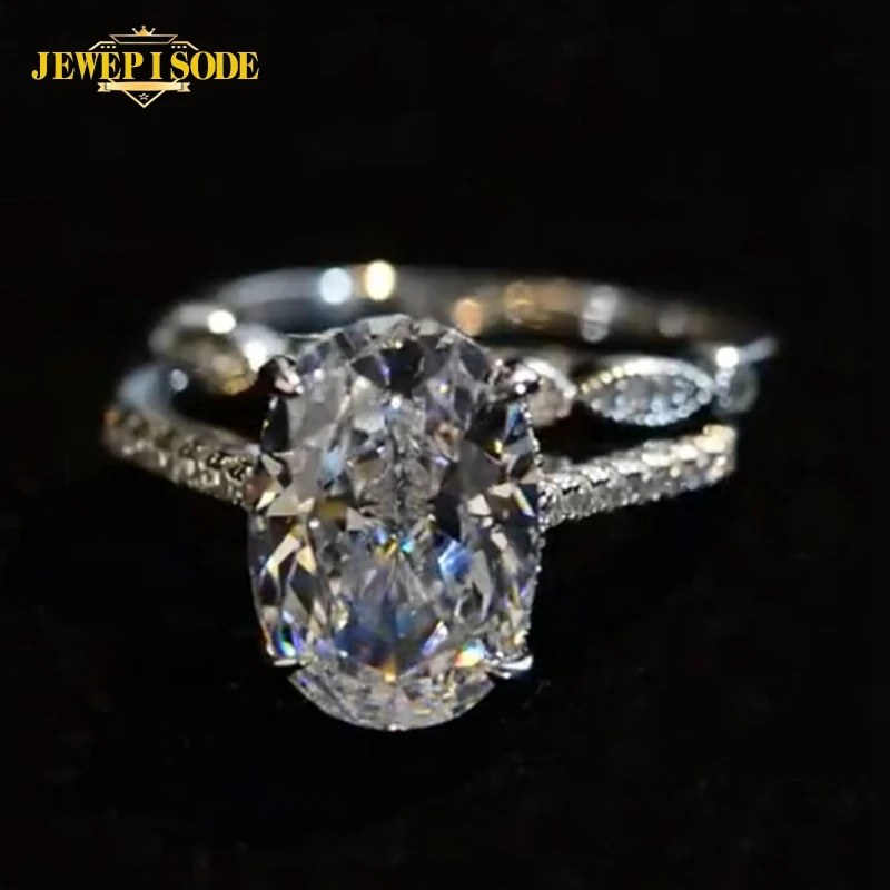 Jewepisode 100% 925 стерлингового серебра огранка Радиант 9ct имитация муассанит кольцо с
