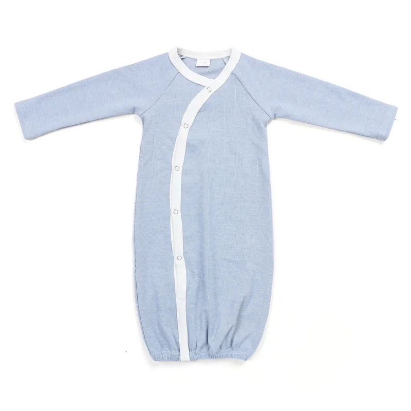 

Kaiya Angel Newborn Sleeping Bag Spring Summer Autumn Infant Blue Cotton Long Sleeve Button Sleeping Gown Baby Sleeping Sack