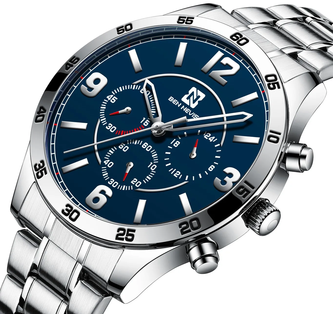 

Mens Watches 2021 New Fashion Stainless Steel Top Brand Luxury Blue Business Chronograph Quartz Wristwatch Relogio Masculino