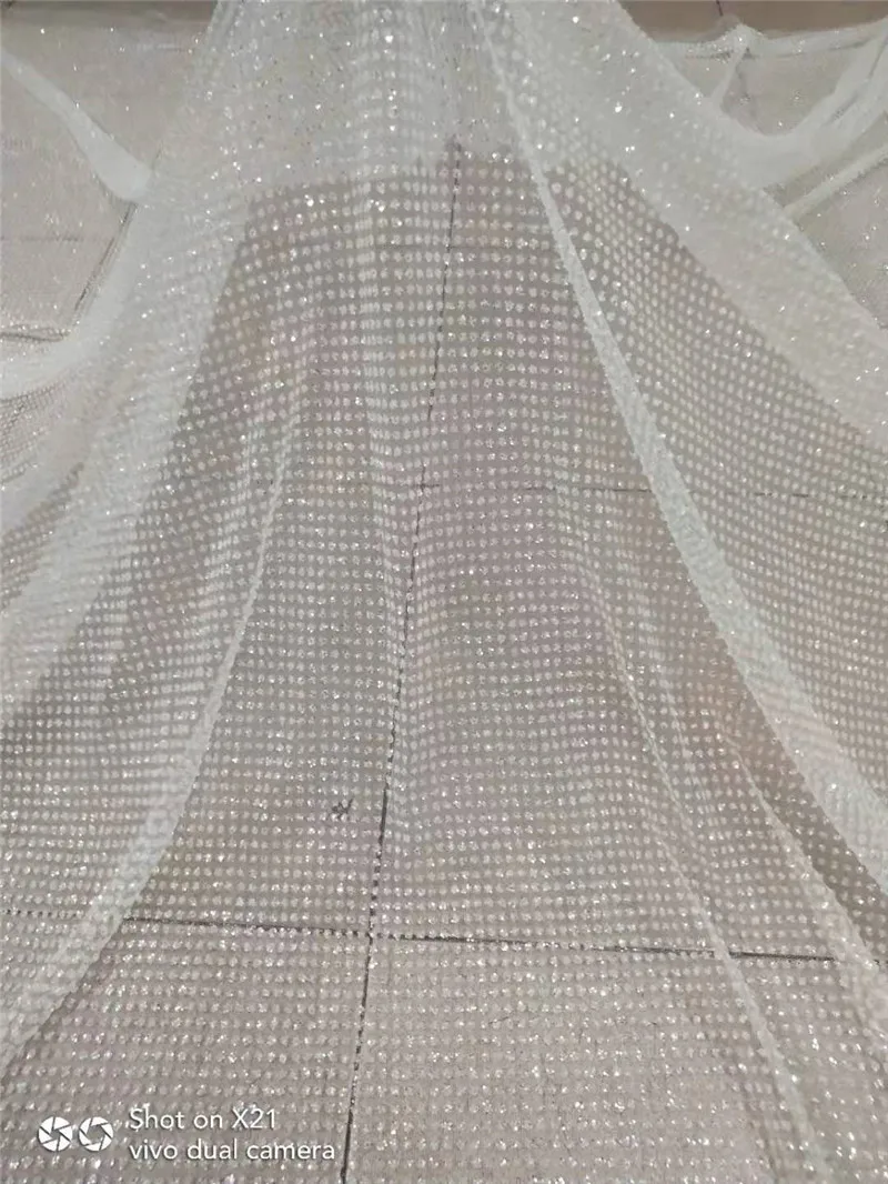 Современный дизайн французский чистая кружевная ткань клееный блеск белый