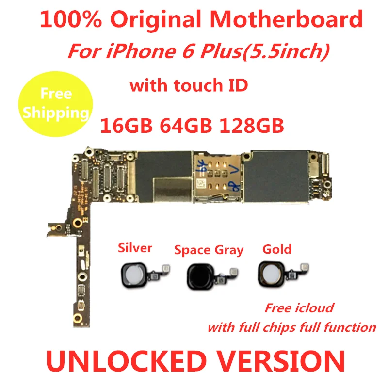 Оригинальная материнская плата для iphone 6 Plus разблокирована с сенсорным ID/без