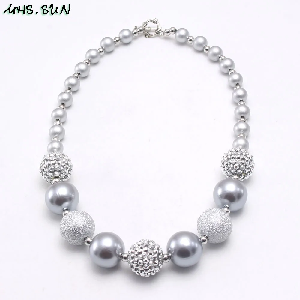 Массивное ожерелье из бусин MHS.SUN серебристые Стразы для маленьких детей круглые